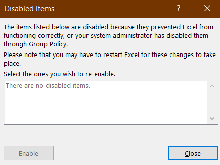 Enable button in Disabled Items