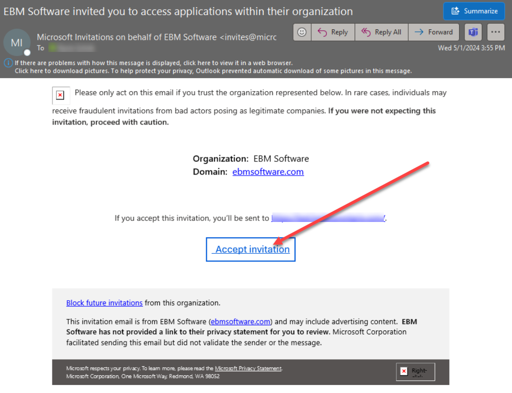Email invitation example