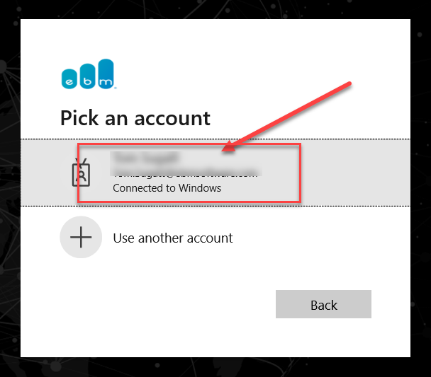 Microsoft sign-in screen