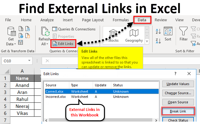 Edit Links dialog